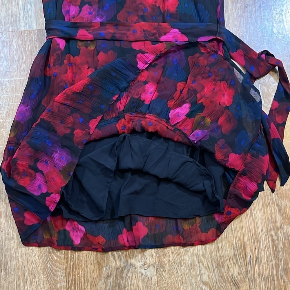 PAIGE Cayman Dress Women's Sz Small Black Multi Waterlily Mini Floral EUC Silk - Picture 12 of 15